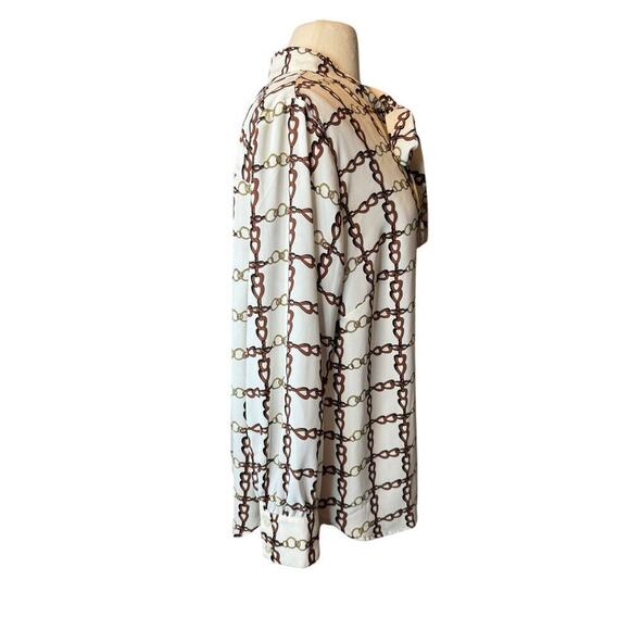 Talbots 2X Petite Crepe Tie Neck Blouse Chain Print Equestrian Long Sleeve - Picture 6 of 12